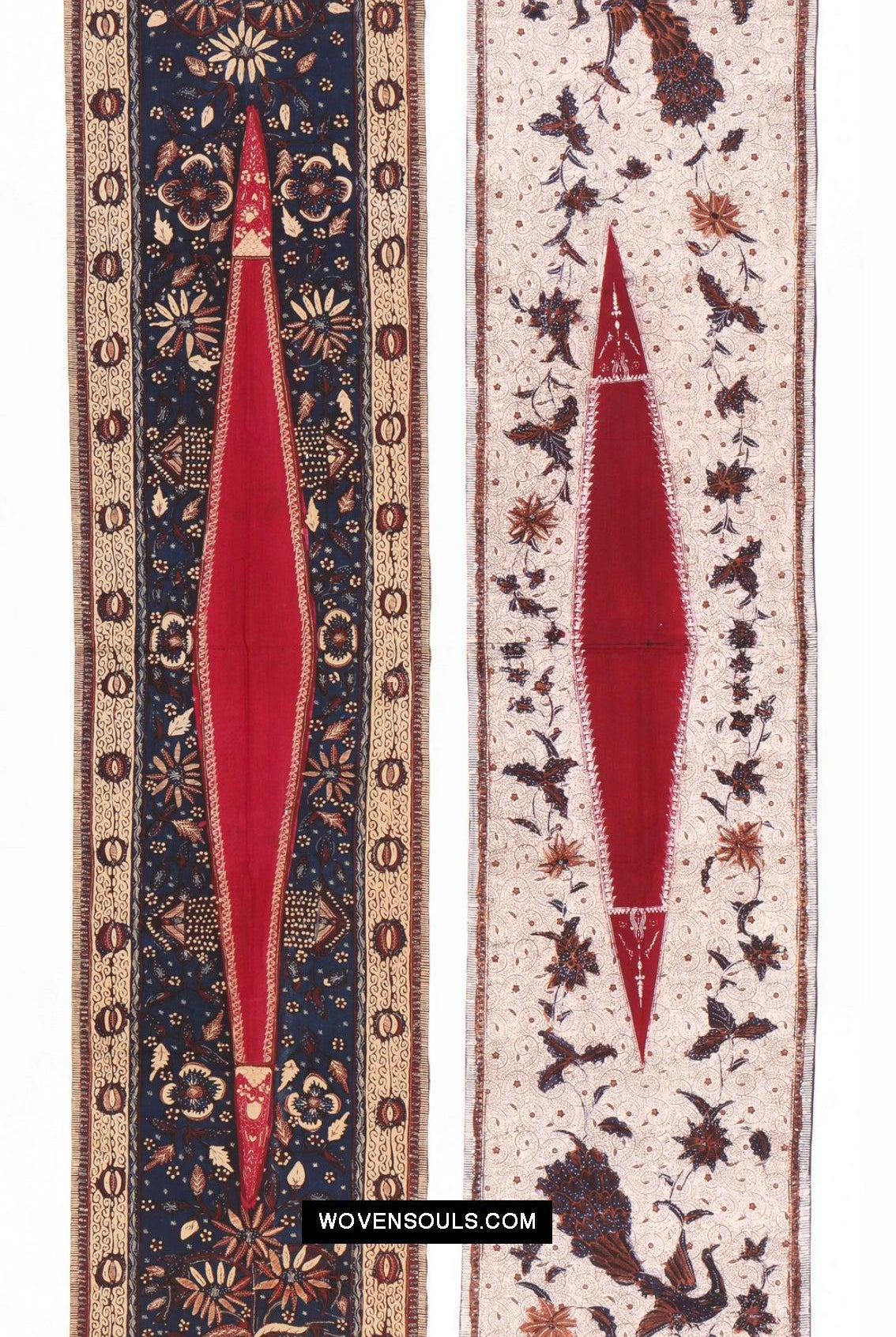 1756 Vintage Batik Tulis Kemben Textile - Pair - Antique Decor Home Museum