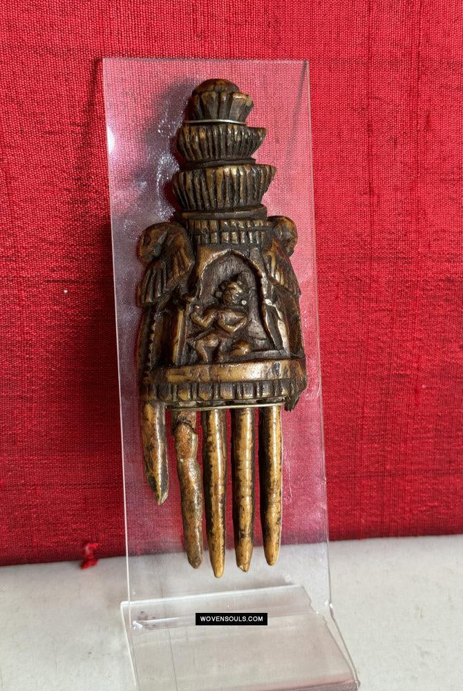1759 Antique Bone Comb - Indian Art - Krishna