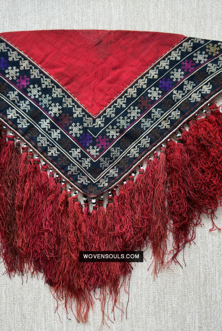 175 Vintage Yao Bridal Scarf Textile - WOVENSOULS Antique Vintage Art Interior Decor