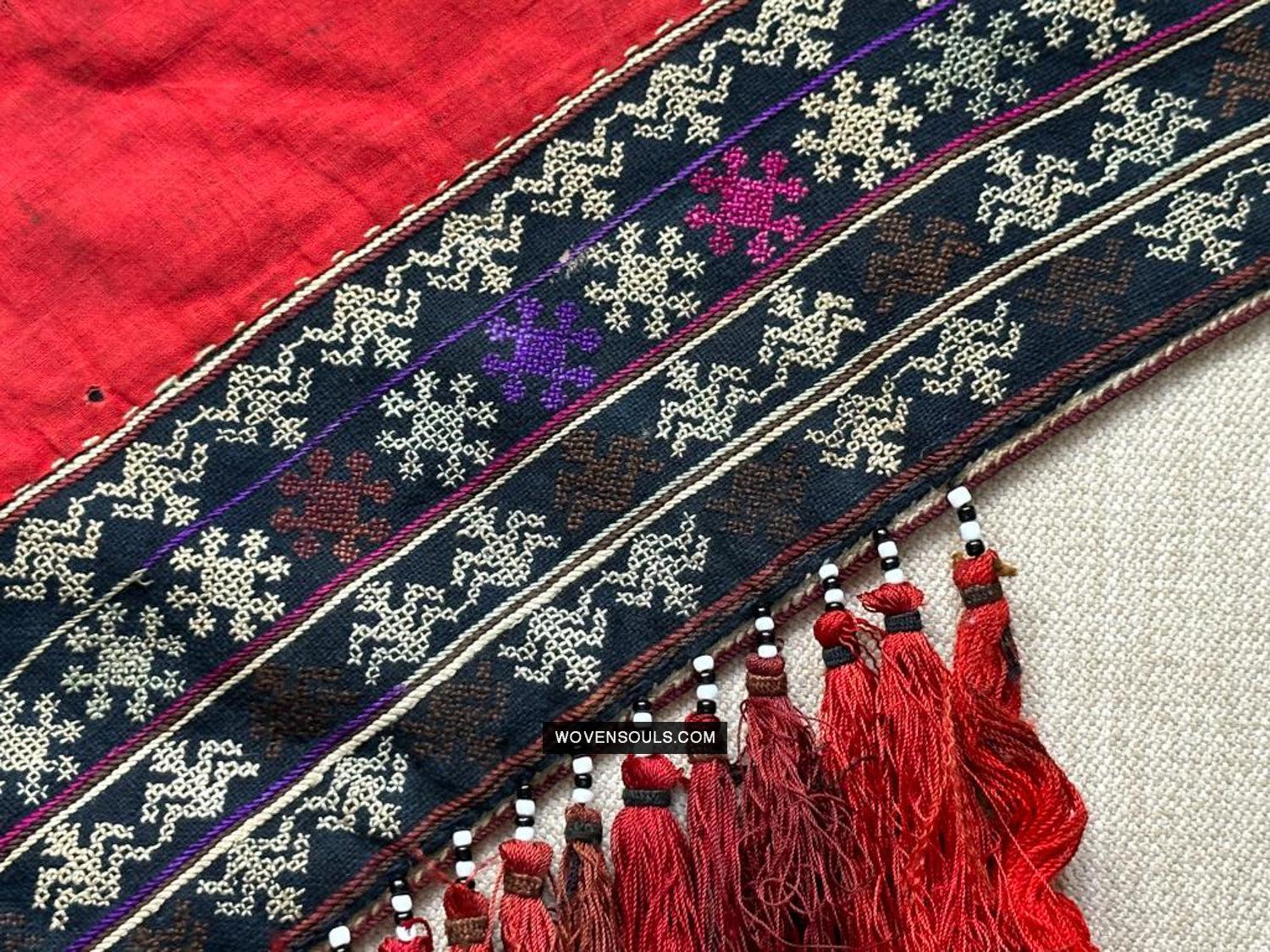 175 Vintage Yao Bridal Scarf Textile - WOVENSOULS Antique Vintage Art Interior Decor