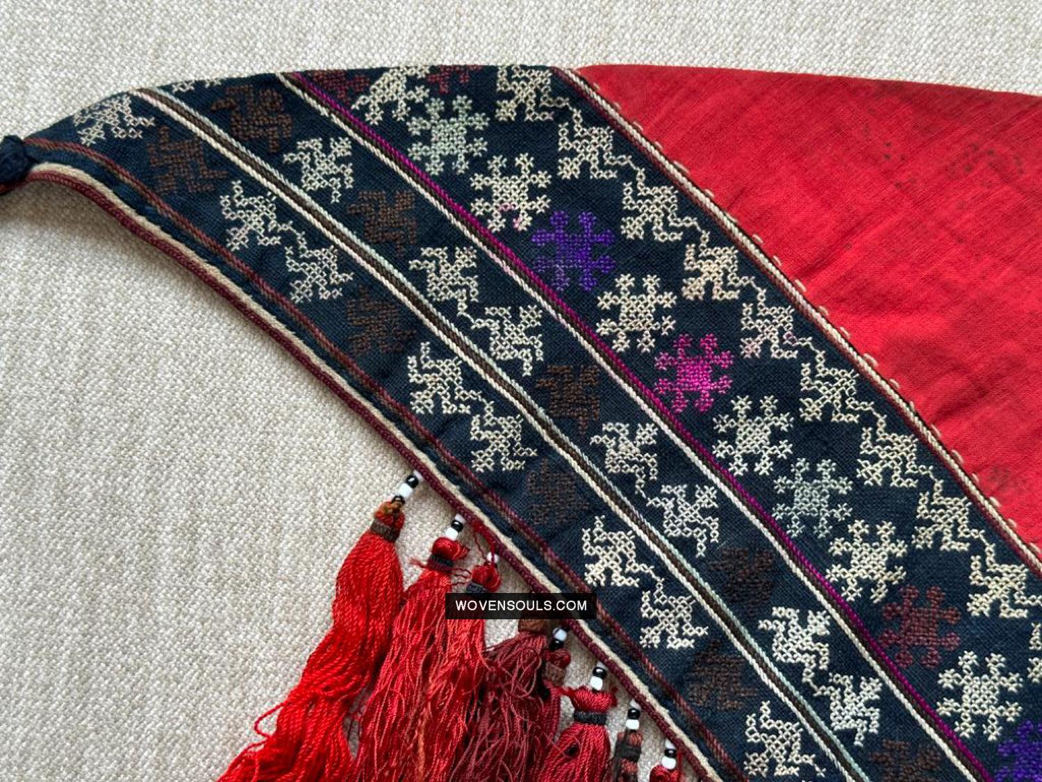 175 Vintage Yao Bridal Scarf Textile - WOVENSOULS Antique Vintage Art Interior Decor