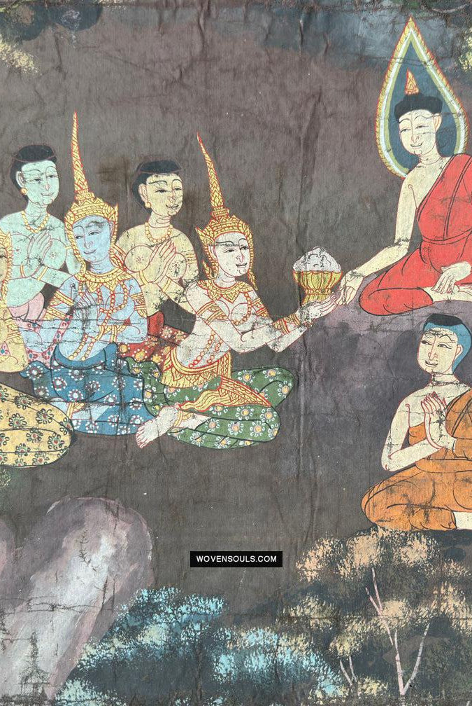 1761 Rare Antique Rattanakosin Phrabot Buddhist Art Temple Painting - Thailand