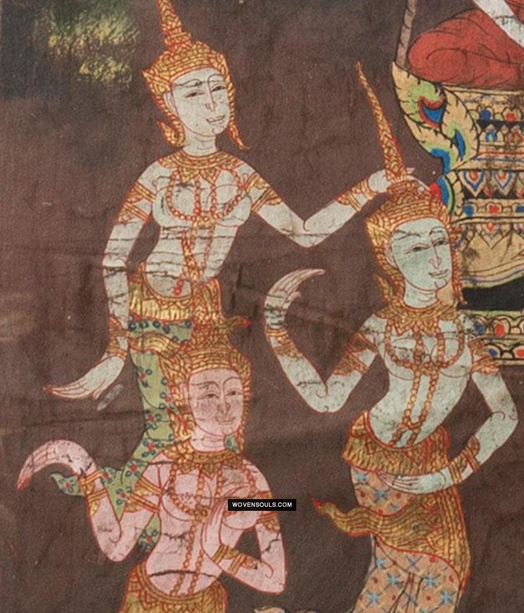 1761 Rare Antique Rattanakosin Phrabot Buddhist Art Temple Painting - Thailand