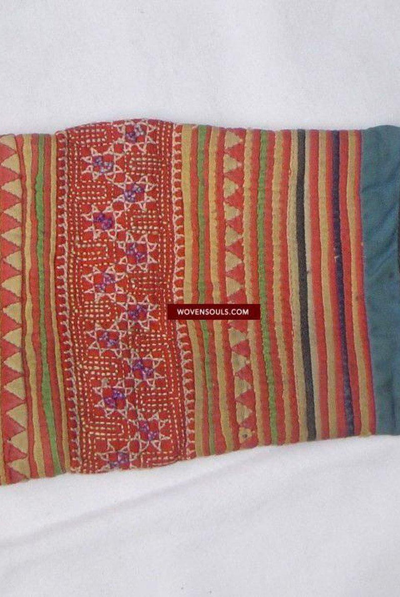 177 Vintage Handstitched Hmong Blouse with Applique & Embroidery-WOVENSOULS-Antique-Vintage-Textiles-Art-Decor