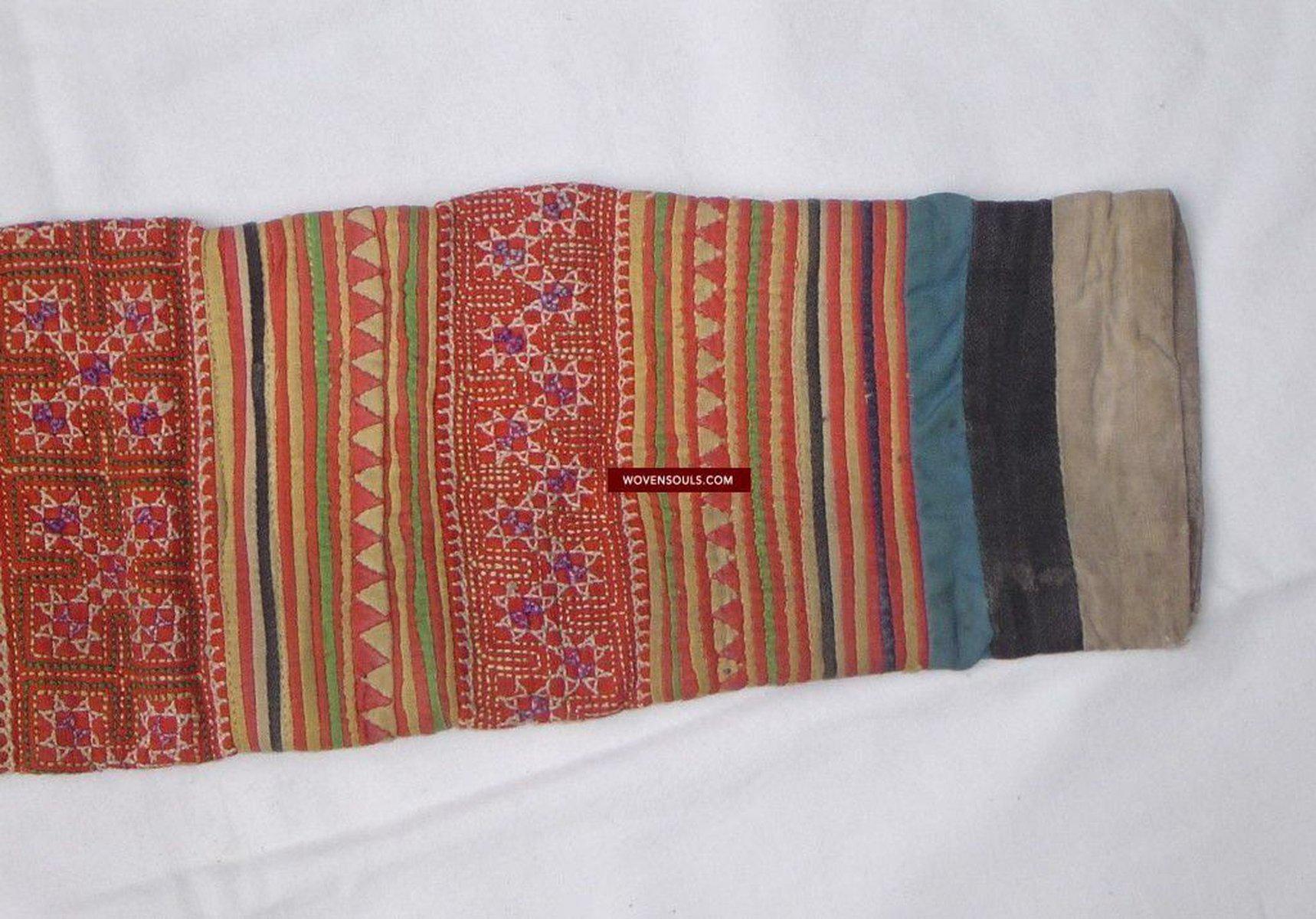 177 Vintage Handstitched Hmong Blouse with Applique & Embroidery-WOVENSOULS-Antique-Vintage-Textiles-Art-Decor