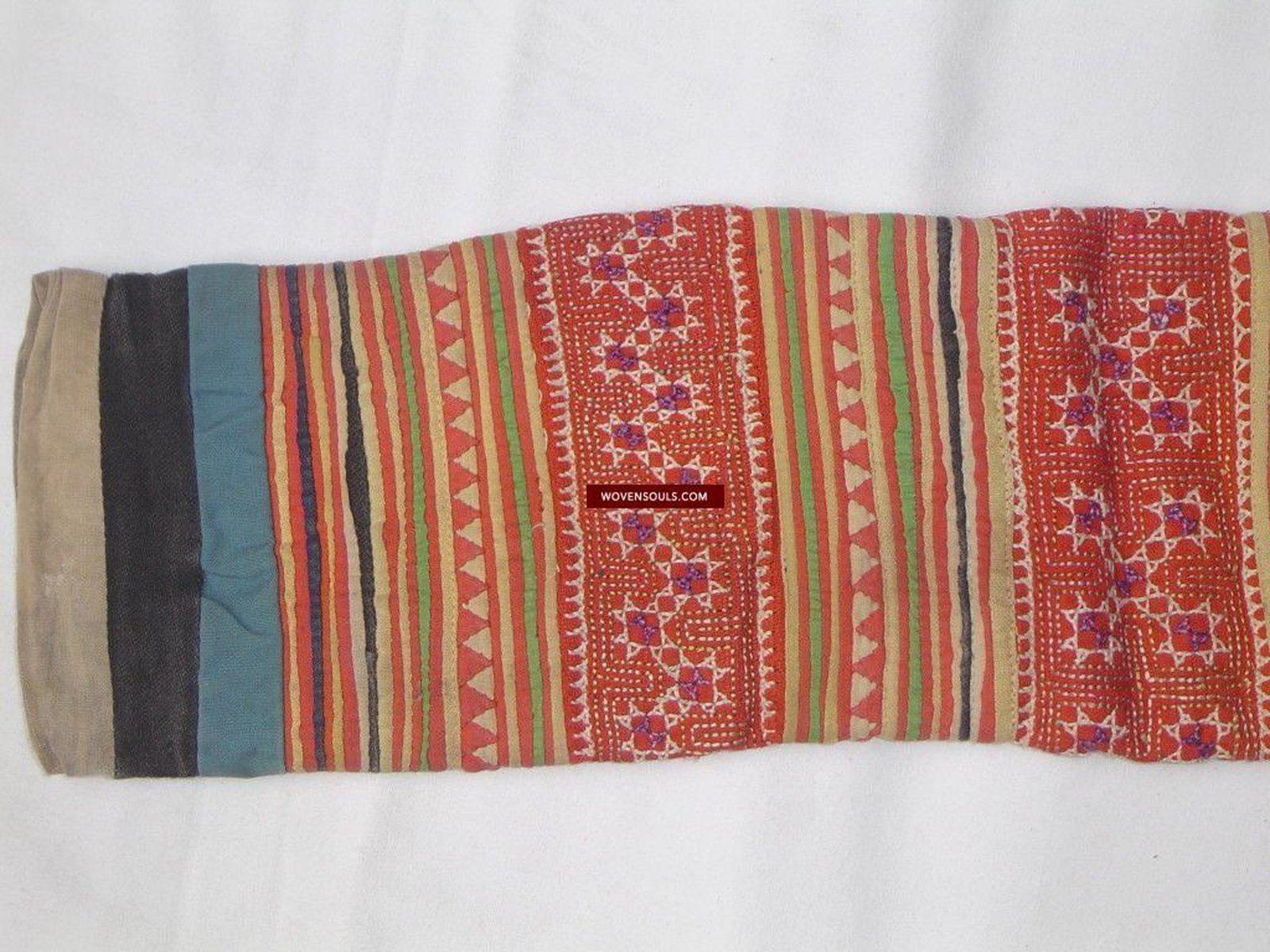 177 Vintage Handstitched Hmong Blouse with Applique & Embroidery-WOVENSOULS-Antique-Vintage-Textiles-Art-Decor