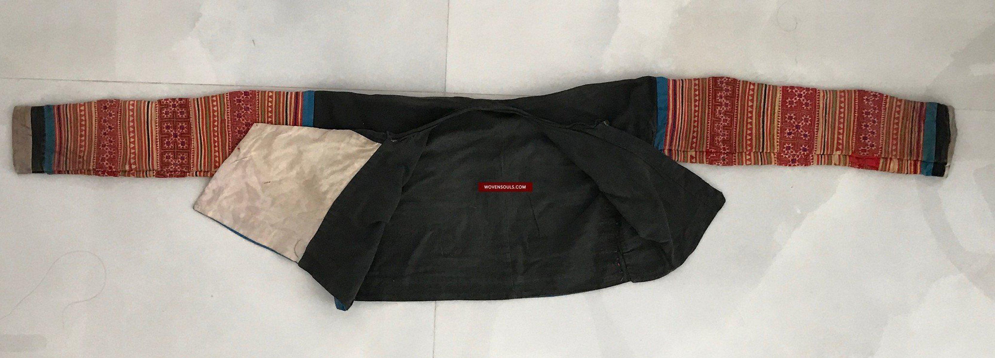 177 Vintage Handstitched Hmong Blouse with Applique & Embroidery-WOVENSOULS-Antique-Vintage-Textiles-Art-Decor