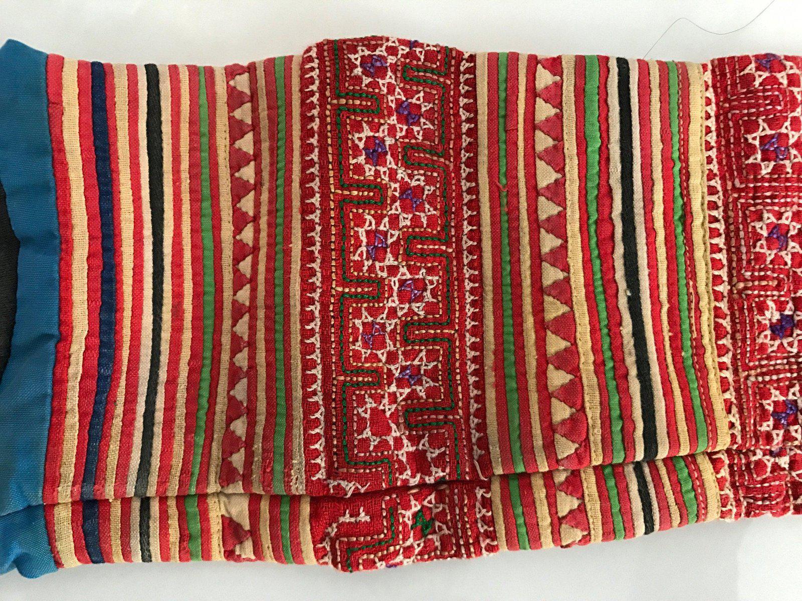 177 Vintage Handstitched Hmong Blouse with Applique & Embroidery-WOVENSOULS-Antique-Vintage-Textiles-Art-Decor