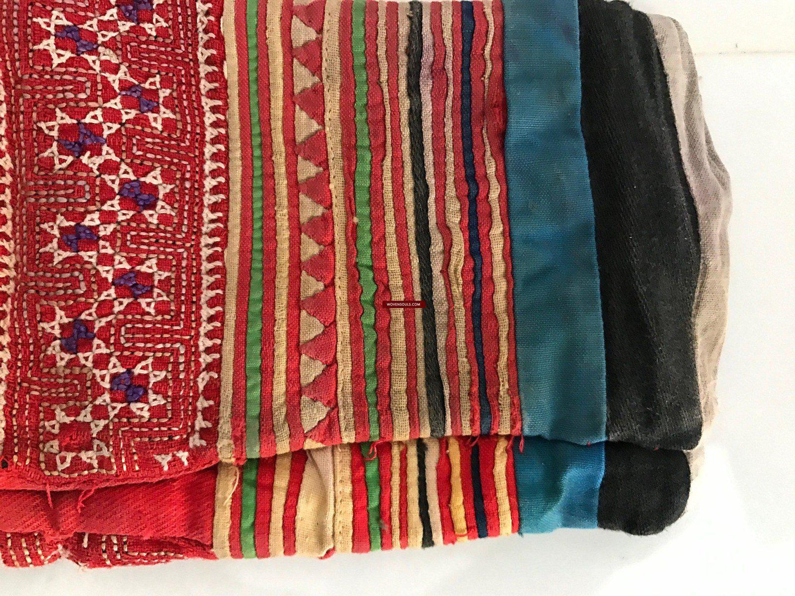 177 Vintage Handstitched Hmong Blouse with Applique & Embroidery-WOVENSOULS-Antique-Vintage-Textiles-Art-Decor