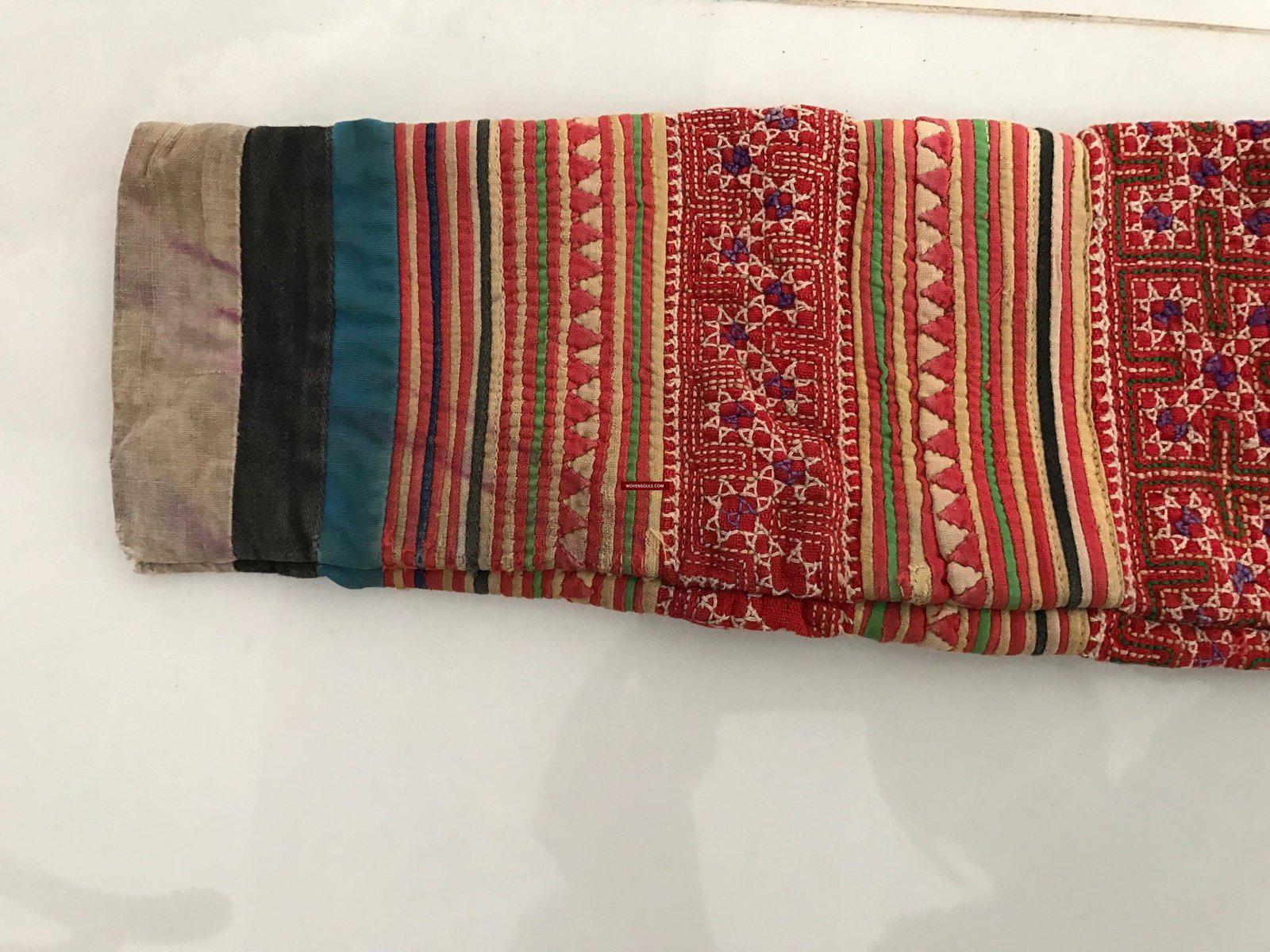 177 Vintage Handstitched Hmong Blouse with Applique & Embroidery-WOVENSOULS-Antique-Vintage-Textiles-Art-Decor