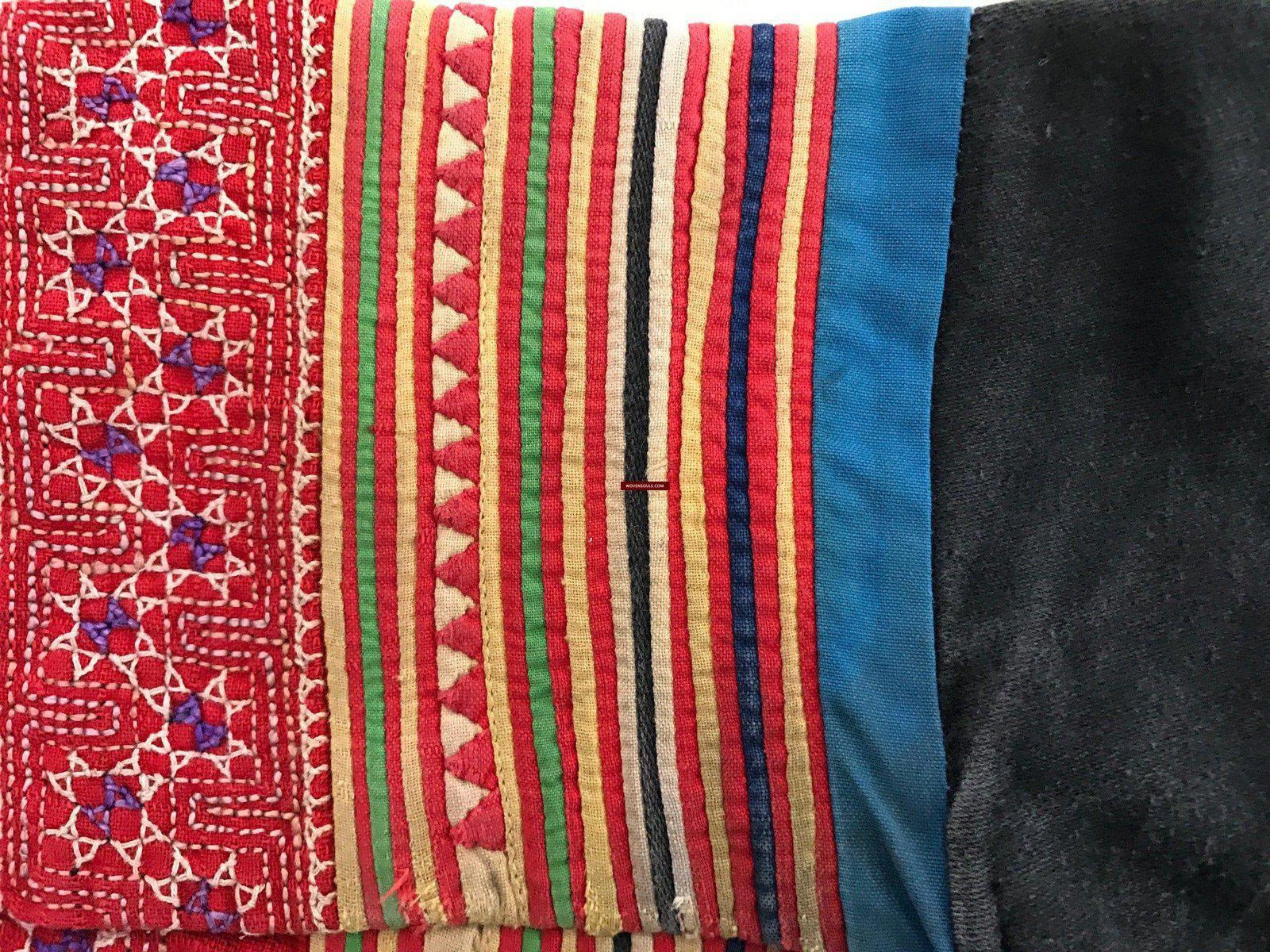 177 Vintage Handstitched Hmong Blouse with Applique & Embroidery-WOVENSOULS-Antique-Vintage-Textiles-Art-Decor