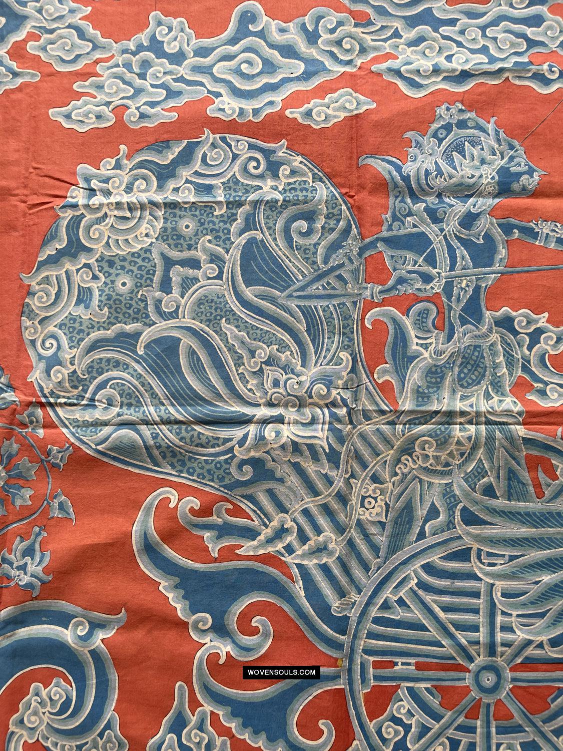1773 Mahabharata Hindu Scene in Cirebon Wayang Batik Tulis Artwork