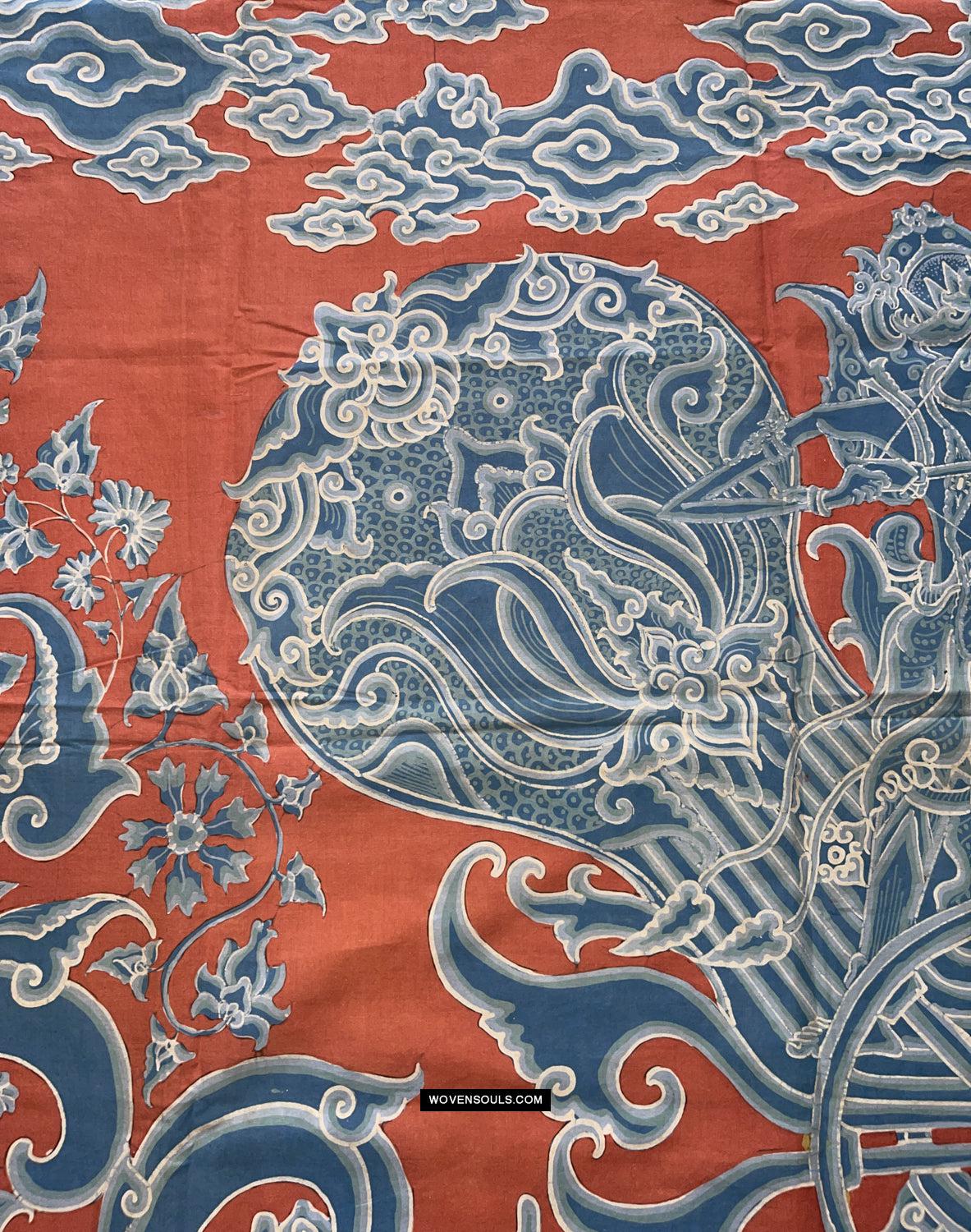 1773 Mahabharata Hindu Scene in Cirebon Wayang Batik Tulis Artwork