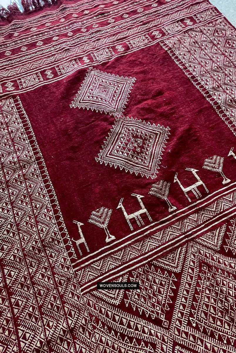 1779 Antique Bakhnoug Shawl w Animal Motifs - Textile Art Masterpiece - Antique Decor Ethnic Art