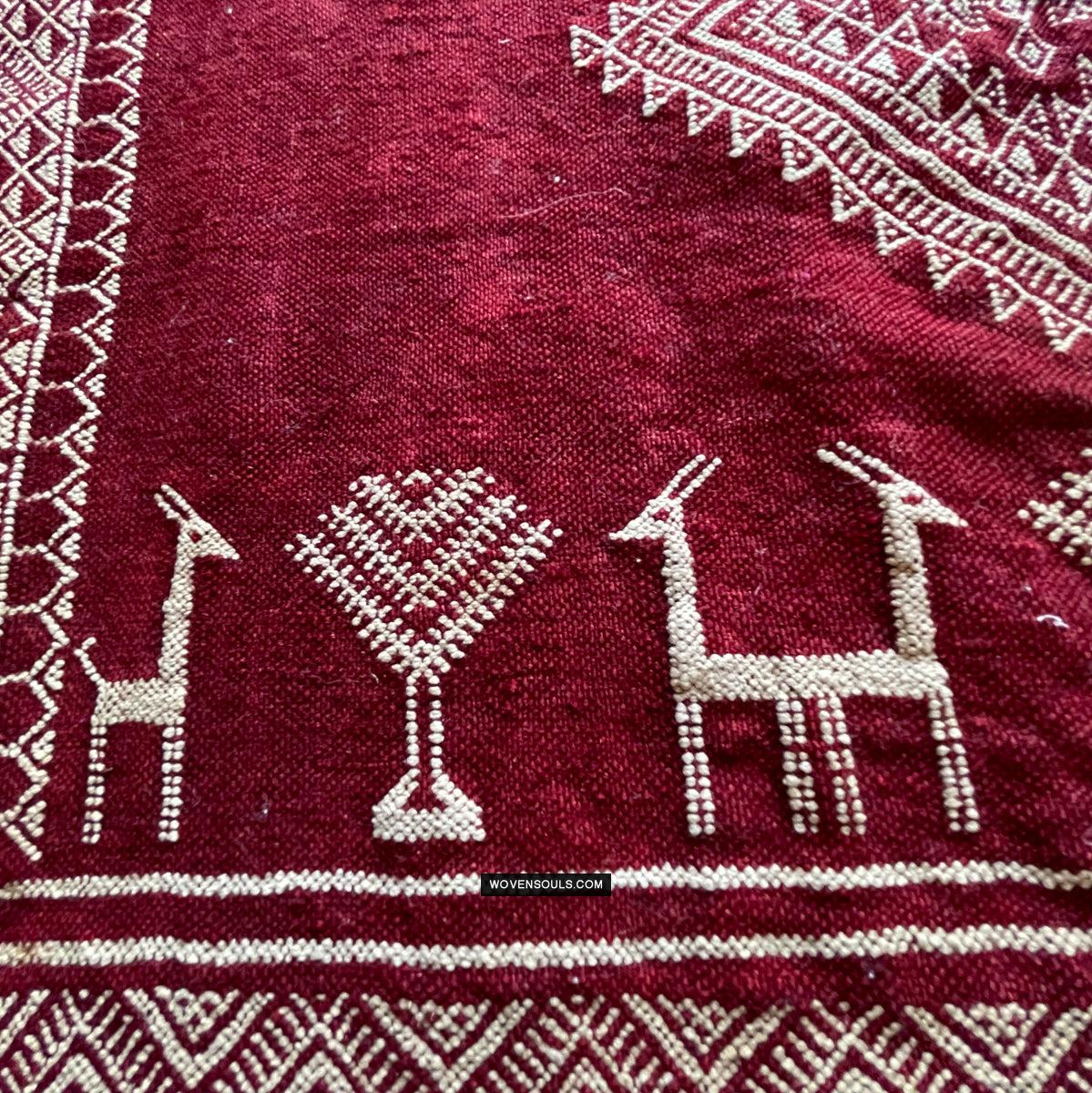 1779 Antique Bakhnoug Shawl w Animal Motifs - Textile Art Masterpiece - Antique Decor Ethnic Art