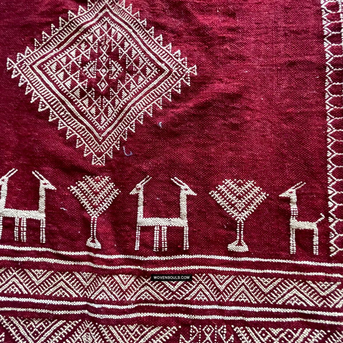 1779 Antique Bakhnoug Shawl w Animal Motifs - Textile Art Masterpiece - Antique Decor Ethnic Art