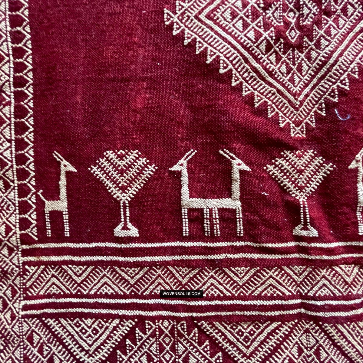 1779 Antique Bakhnoug Shawl w Animal Motifs - Textile Art Masterpiece - Antique Decor Ethnic Art