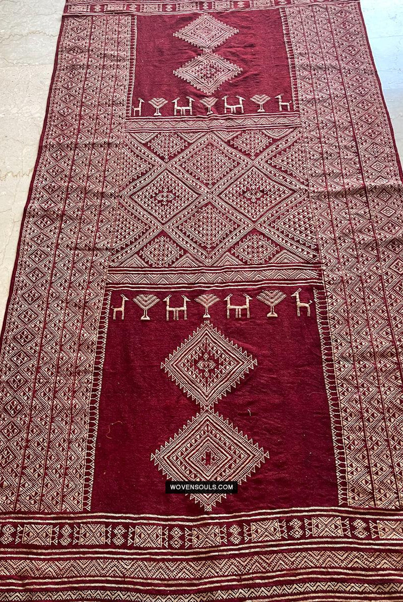 1779 Antik Bakhnoug Schal mit Tiermotiven – Textilkunst-Meisterwerk – antikes Dekor, ethnische Kunst