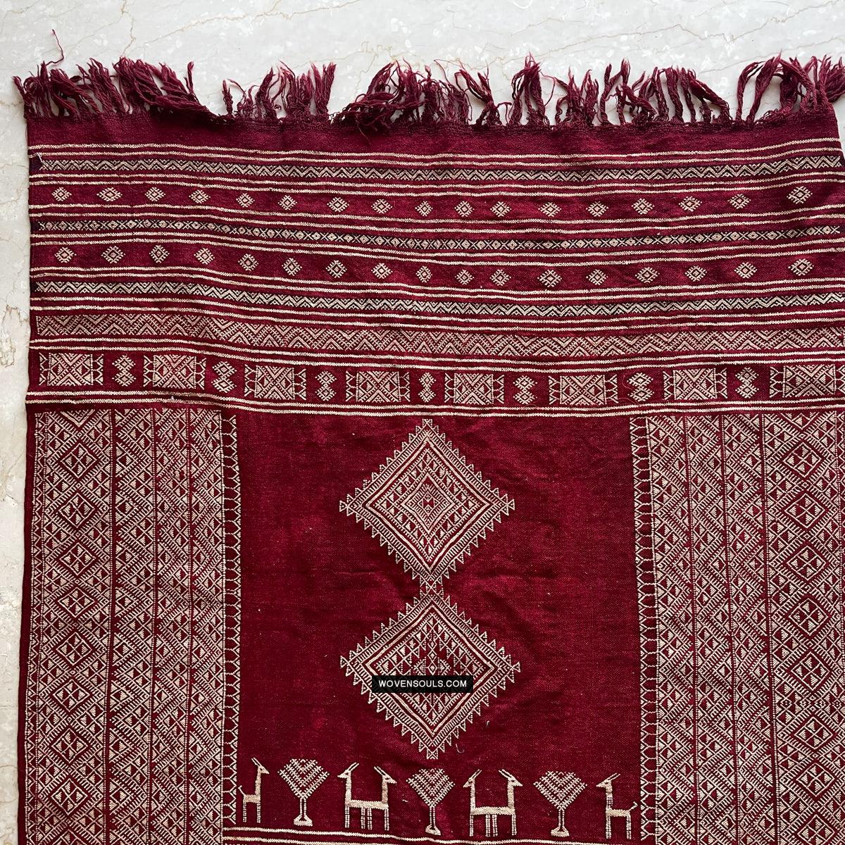 1779 Antique Bakhnoug Shawl w Animal Motifs - Textile Art Masterpiece - Antique Decor Ethnic Art