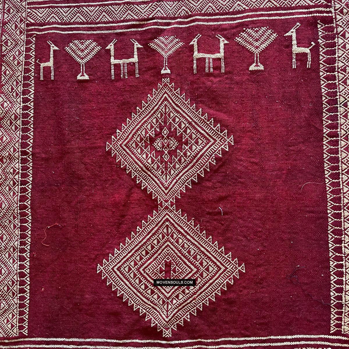 1779 Antique Bakhnoug Shawl w Animal Motifs - Textile Art Masterpiece - Antique Decor Ethnic Art