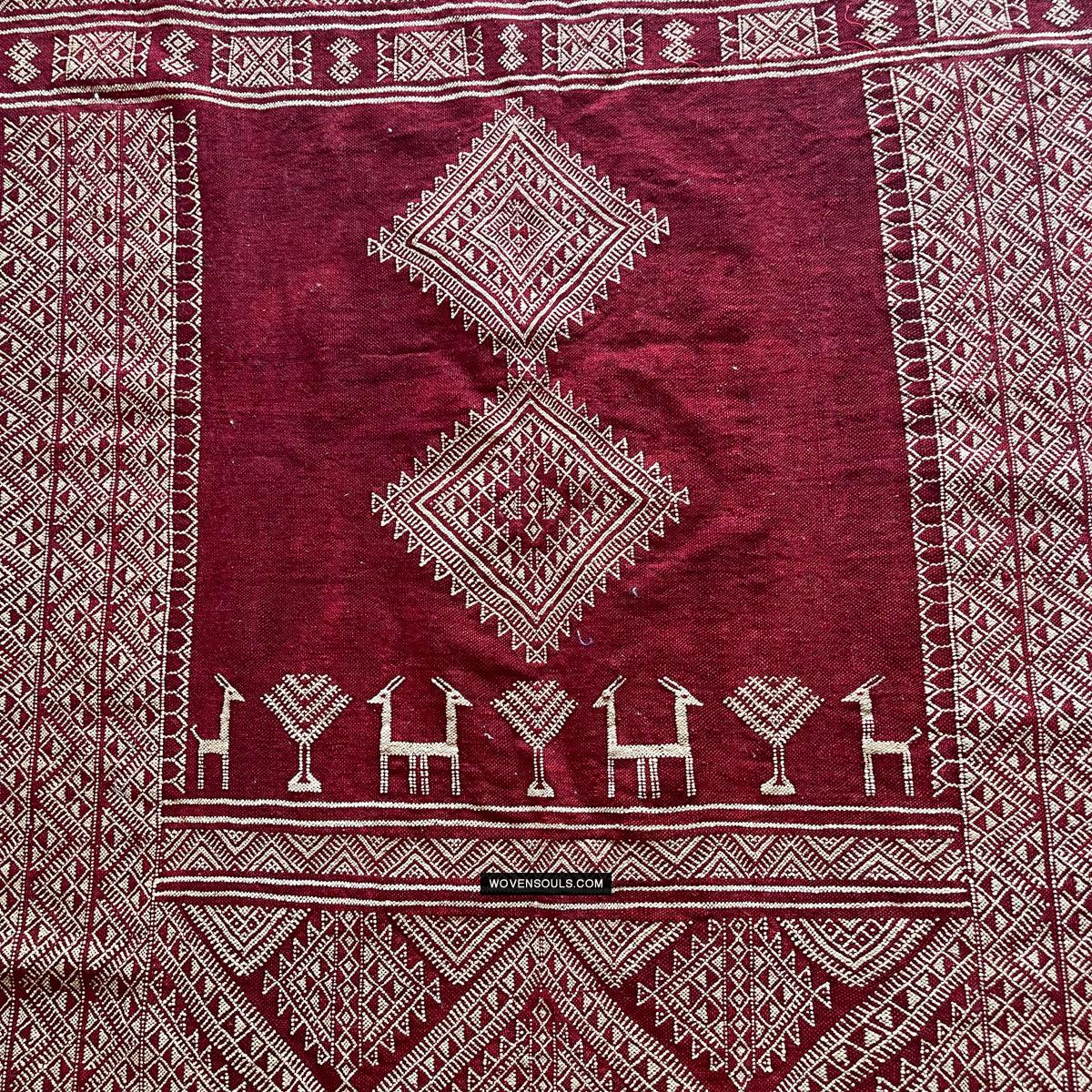 1779 Antique Bakhnoug Shawl w Animal Motifs - Textile Art Masterpiece - Antique Decor Ethnic Art