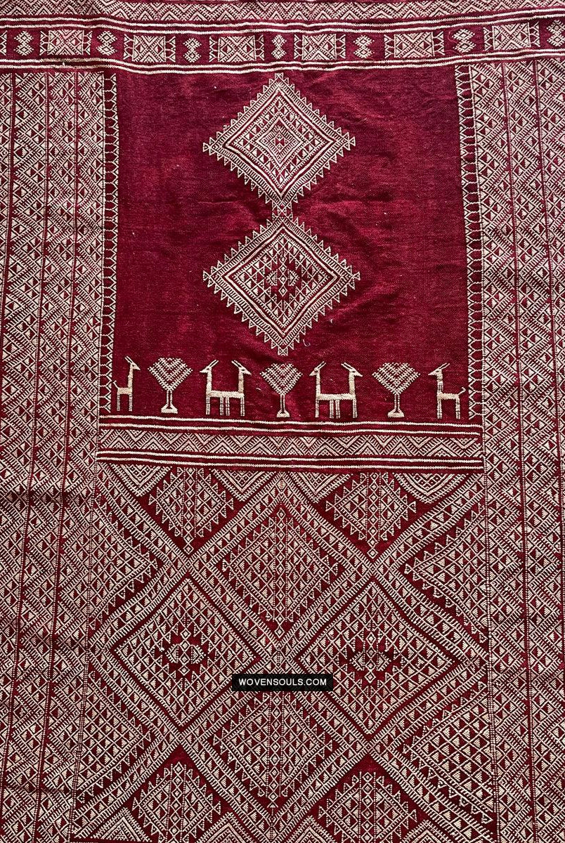 1779 Antik Bakhnoug Schal mit Tiermotiven – Textilkunst-Meisterwerk – antikes Dekor, ethnische Kunst