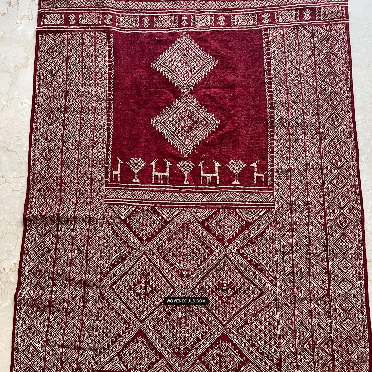 1779 Antique Bakhnoug Shawl w Animal Motifs - Textile Art Masterpiece - Antique Decor Ethnic Art