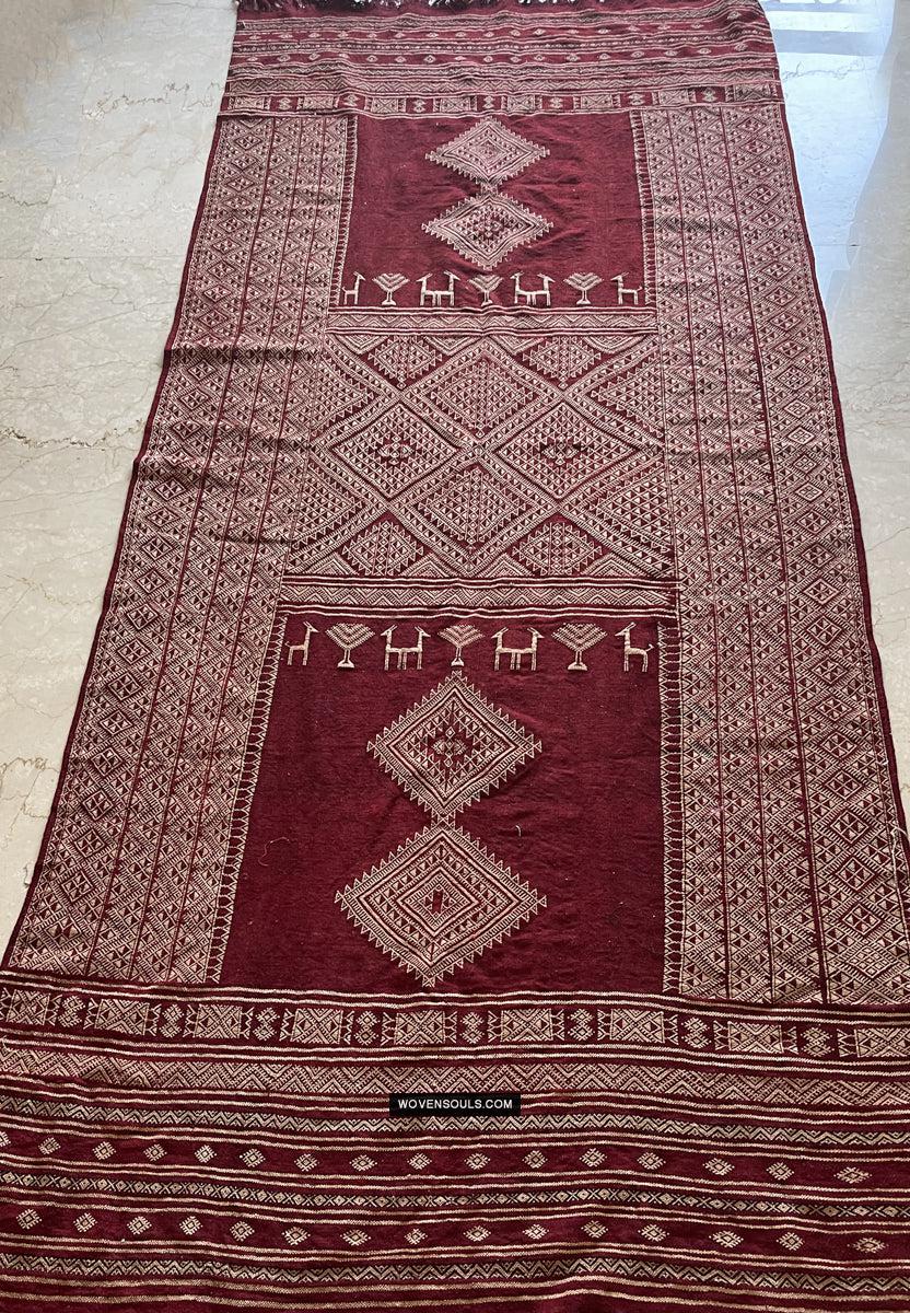 1779 Antique Bakhnoug Shawl w Animal Motifs - Textile Art Masterpiece - Antique Decor Ethnic Art