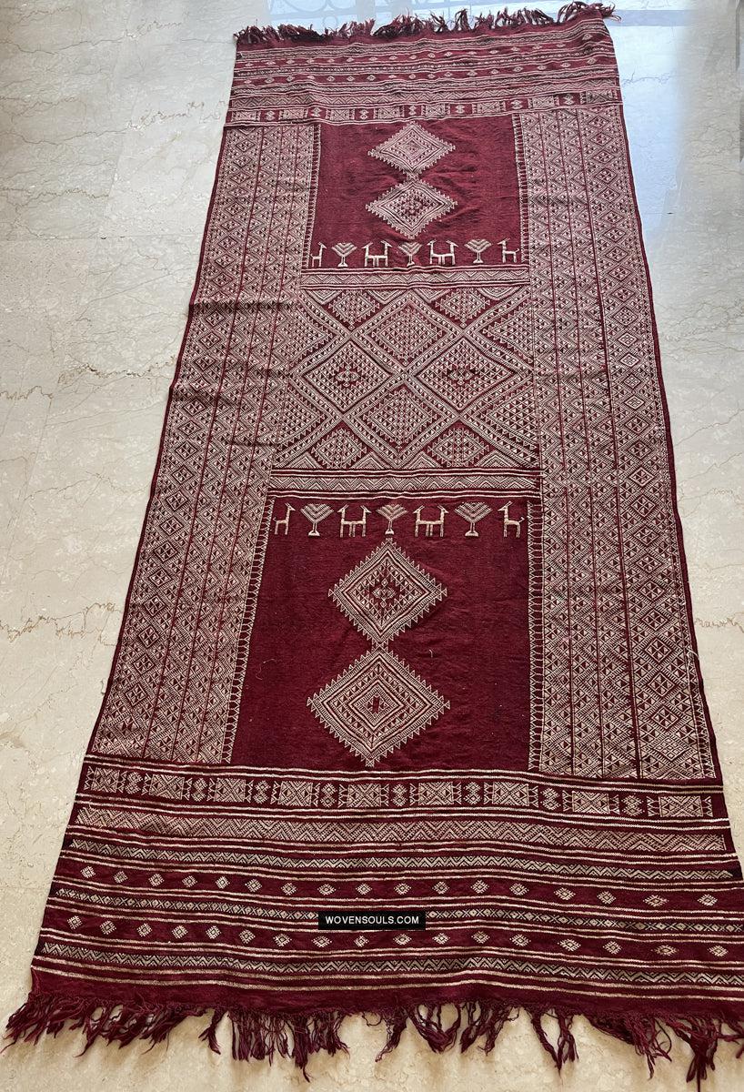 1779 Antique Bakhnoug Shawl w Animal Motifs - Textile Art Masterpiece - Antique Decor Ethnic Art