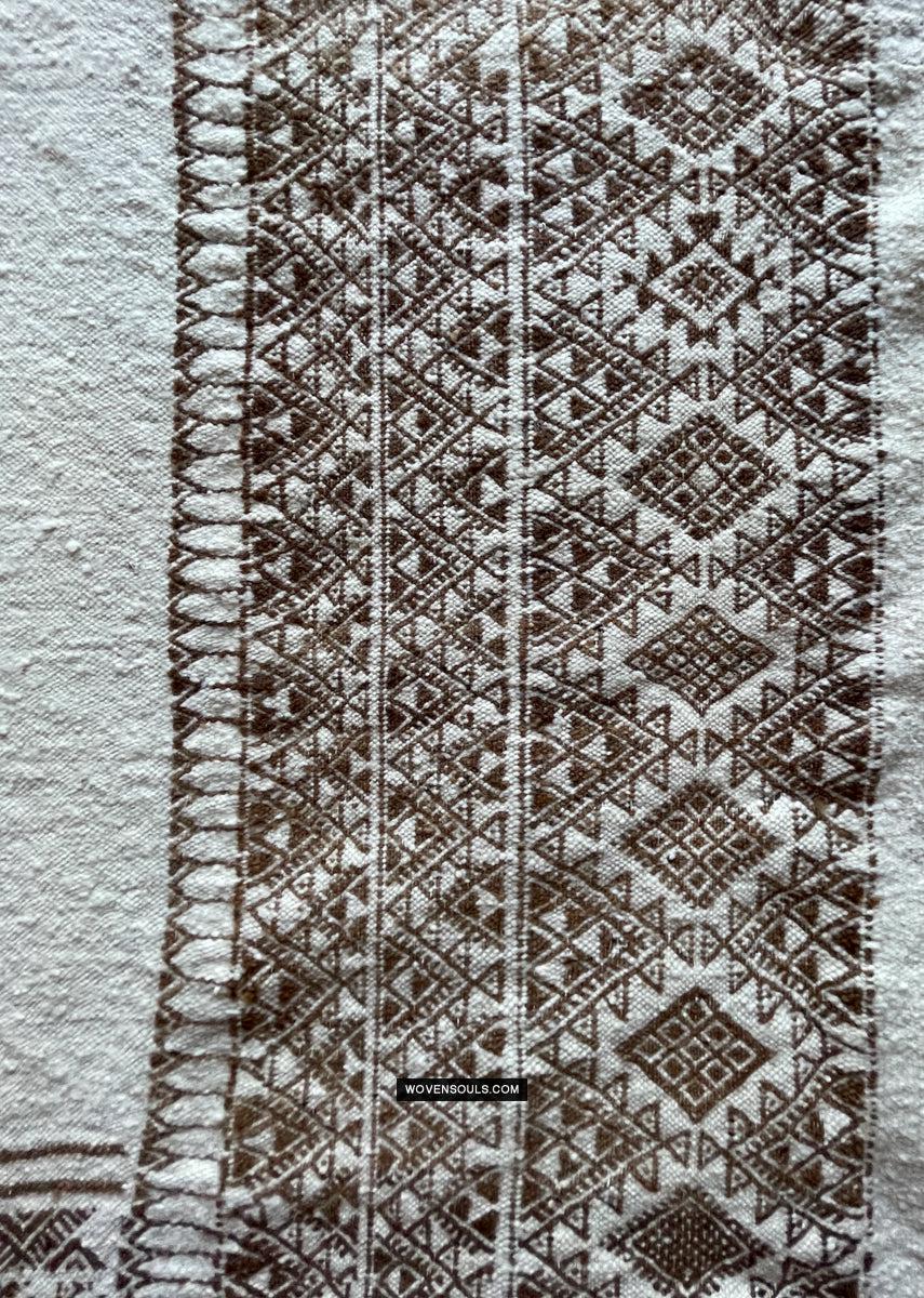 1780 Vintage Bakhnoug Shawl w Undyed Wool - Antique Decor Ethnic Art