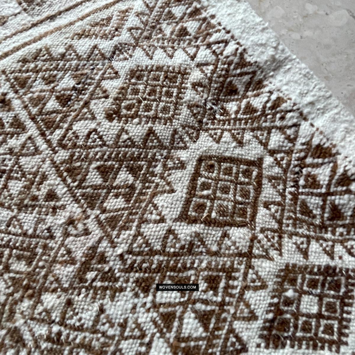 1780 Vintage Bakhnoug Shawl w Undyed Wool - Antique Decor Ethnic Art