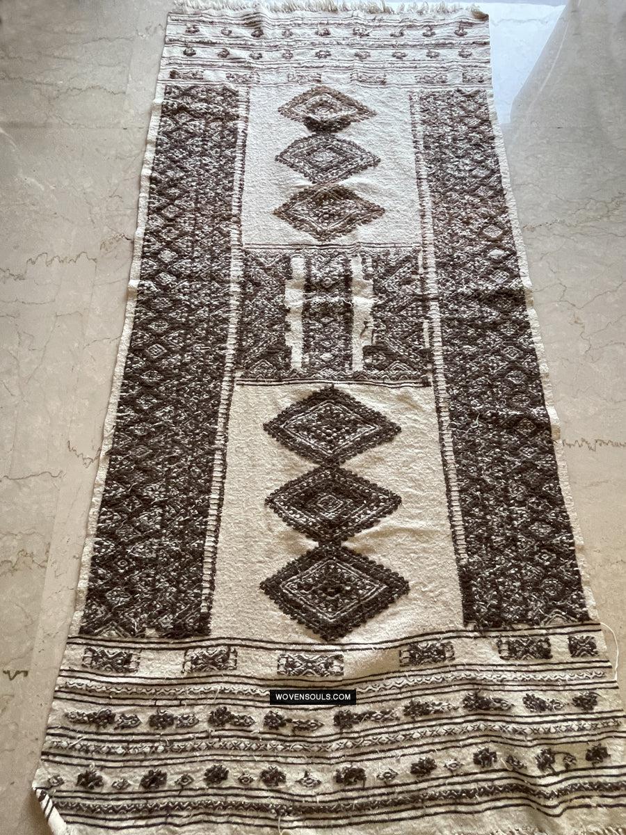 1780 Vintage Bakhnoug Shawl w Undyed Wool - Antique Decor Ethnic Art