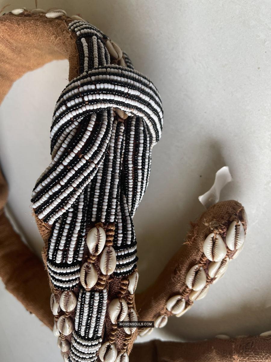 1781 Rare Vintage Kuba Beaded Belt with Shells-WOVENSOULS Antique Textiles & Art Gallery