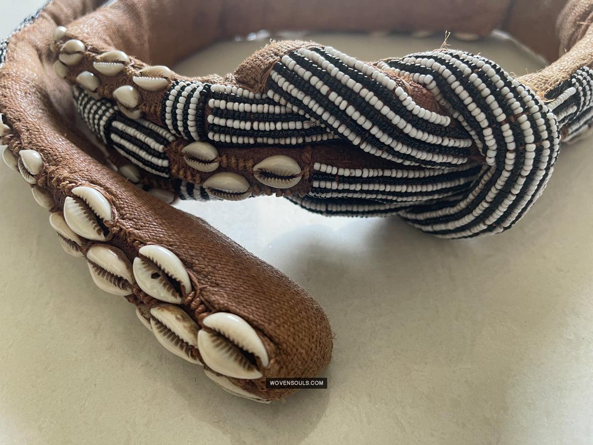 1781 Rare Vintage Kuba Beaded Belt with Shells-WOVENSOULS Antique Textiles & Art Gallery