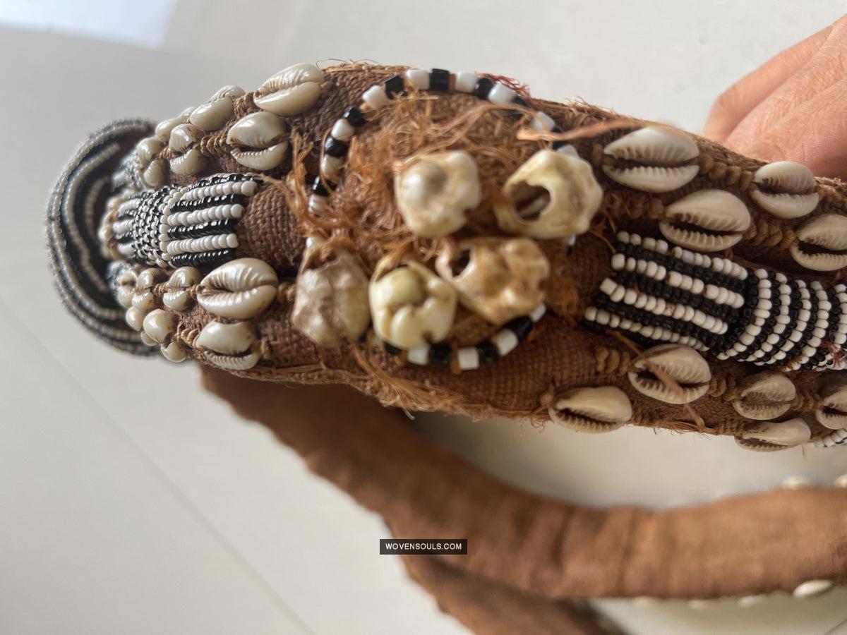 1781 Rare Vintage Kuba Beaded Belt with Shells-WOVENSOULS Antique Textiles & Art Gallery