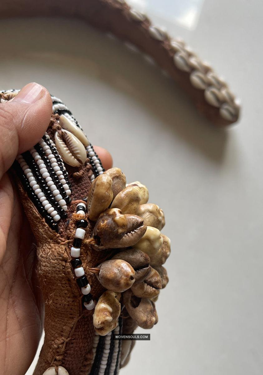 1781 Rare Vintage Kuba Beaded Belt with Shells-WOVENSOULS Antique Textiles & Art Gallery