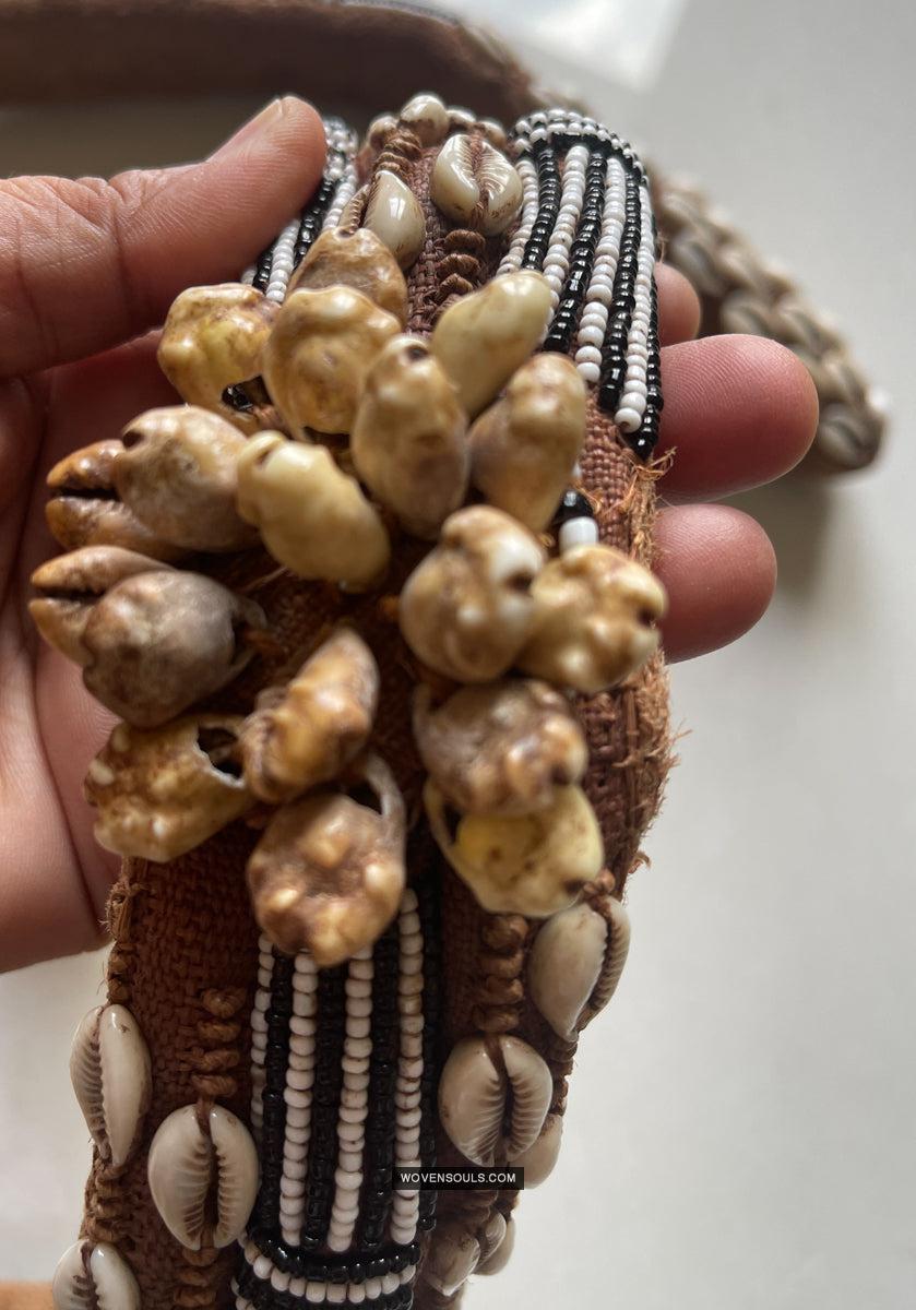 1781 Rare Vintage Kuba Beaded Belt with Shells-WOVENSOULS Antique Textiles & Art Gallery