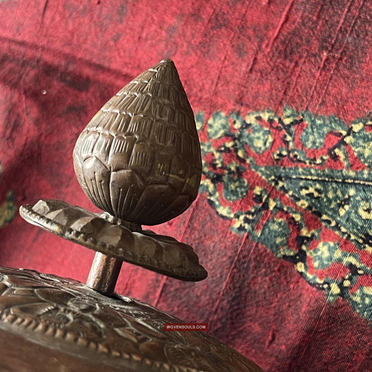 1785 Large Antique Tibetan Buddhist Prayer Wheel-WOVENSOULS Antique Textiles & Art Gallery