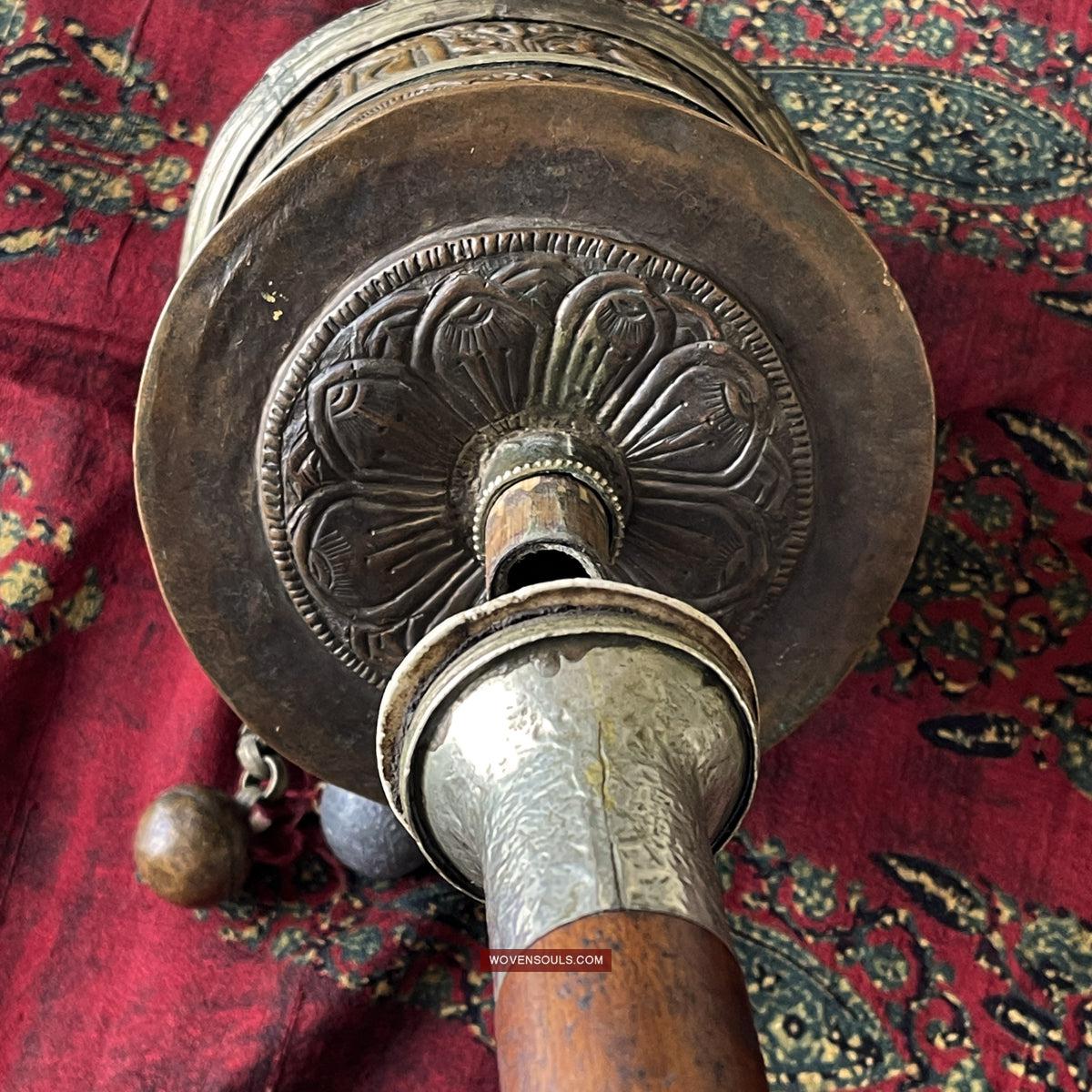 1785 Large Antique Tibetan Buddhist Prayer Wheel-WOVENSOULS Antique Textiles & Art Gallery