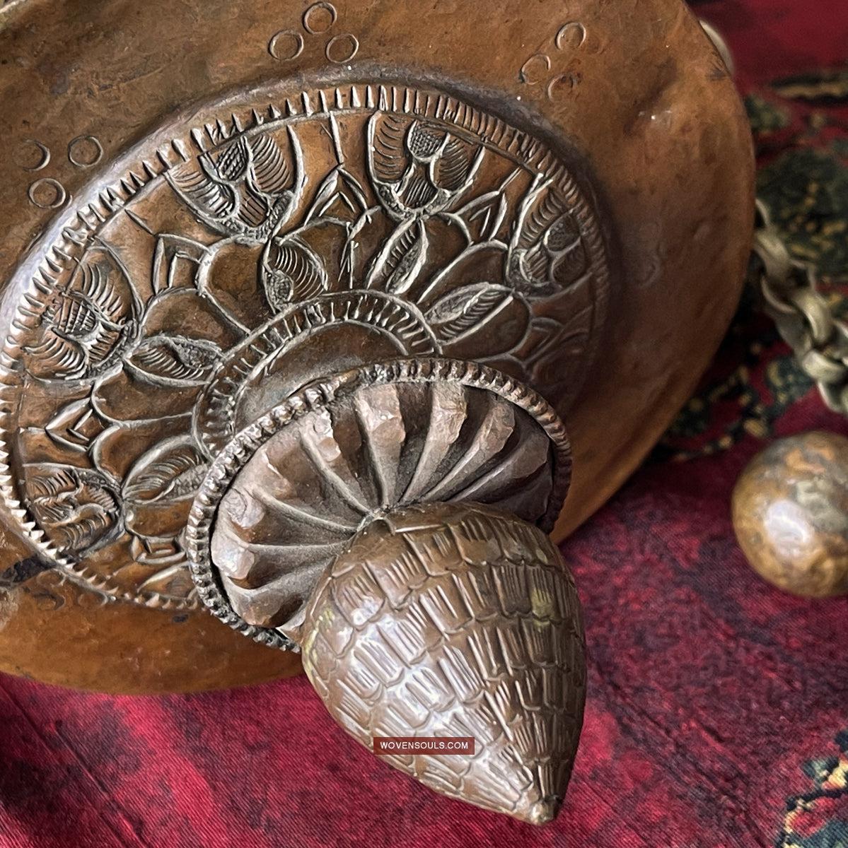 1785 Large Antique Tibetan Buddhist Prayer Wheel-WOVENSOULS Antique Textiles & Art Gallery