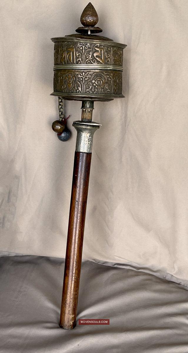1785 Large Antique Tibetan Buddhist Prayer Wheel-WOVENSOULS Antique Textiles & Art Gallery