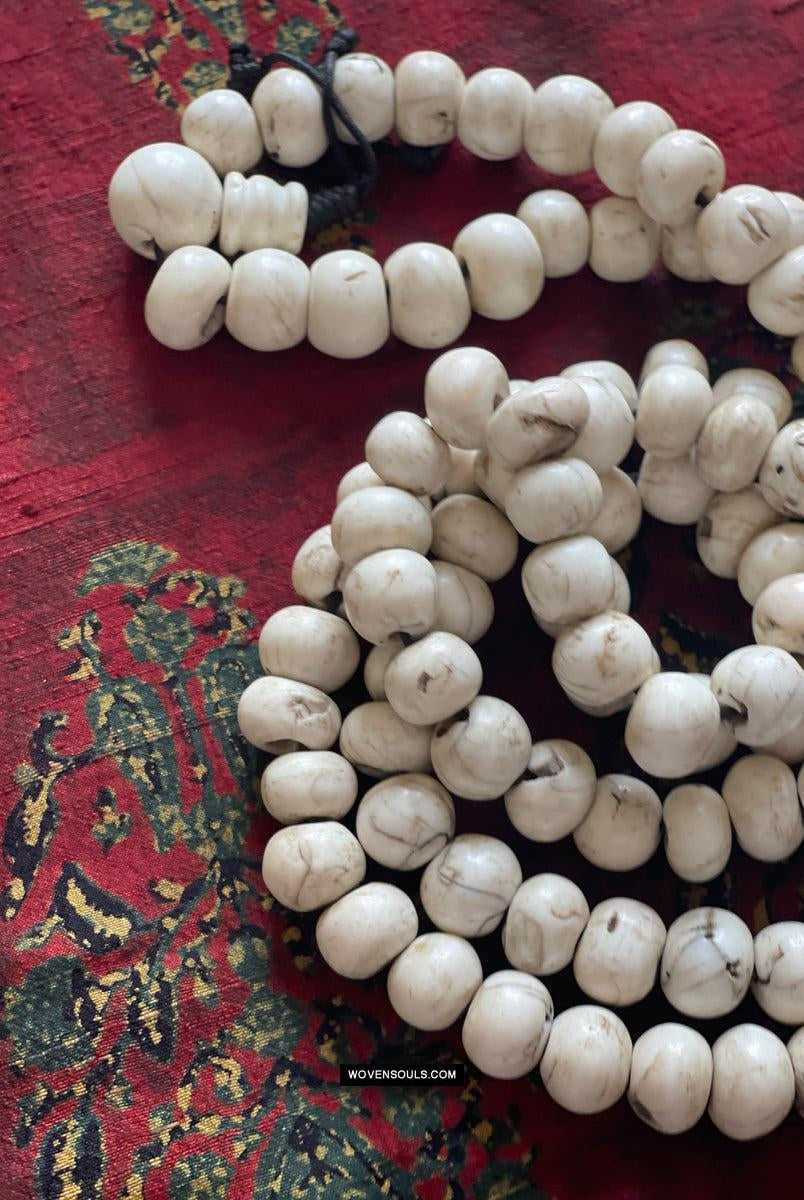 1786 Antique Tibetan Buddhist Mountain Coral Prayer Beads-WOVENSOULS Antique Textiles & Art Gallery