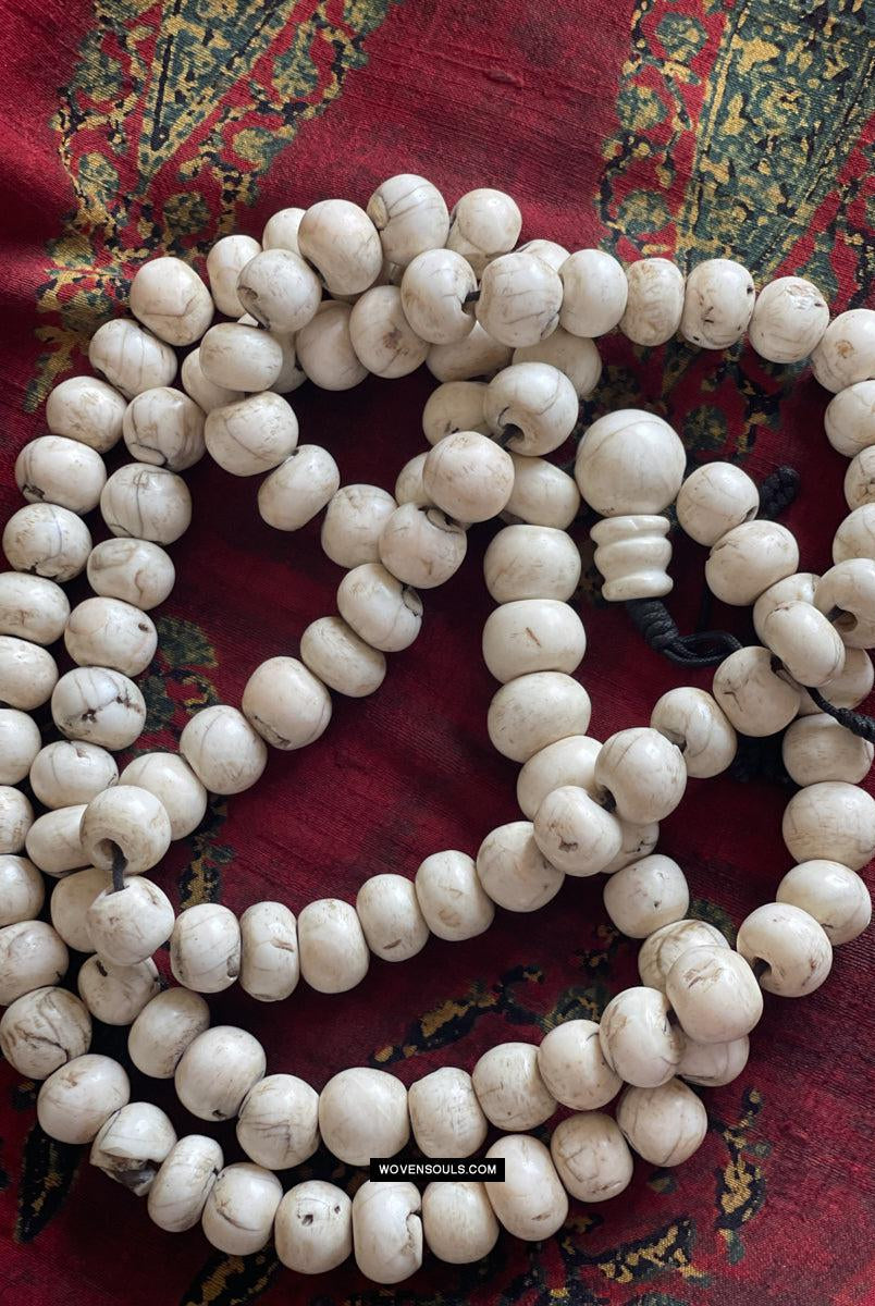 1786 Antique Tibetan Buddhist Mountain Coral Prayer Beads-WOVENSOULS Antique Textiles & Art Gallery