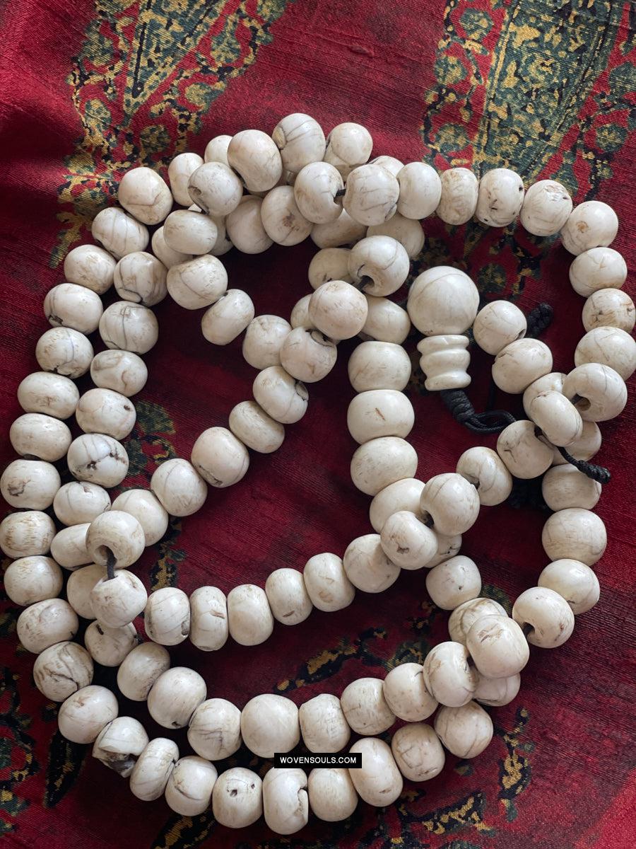 1786 Antique Tibetan Buddhist Mountain Coral Prayer Beads-WOVENSOULS Antique Textiles & Art Gallery
