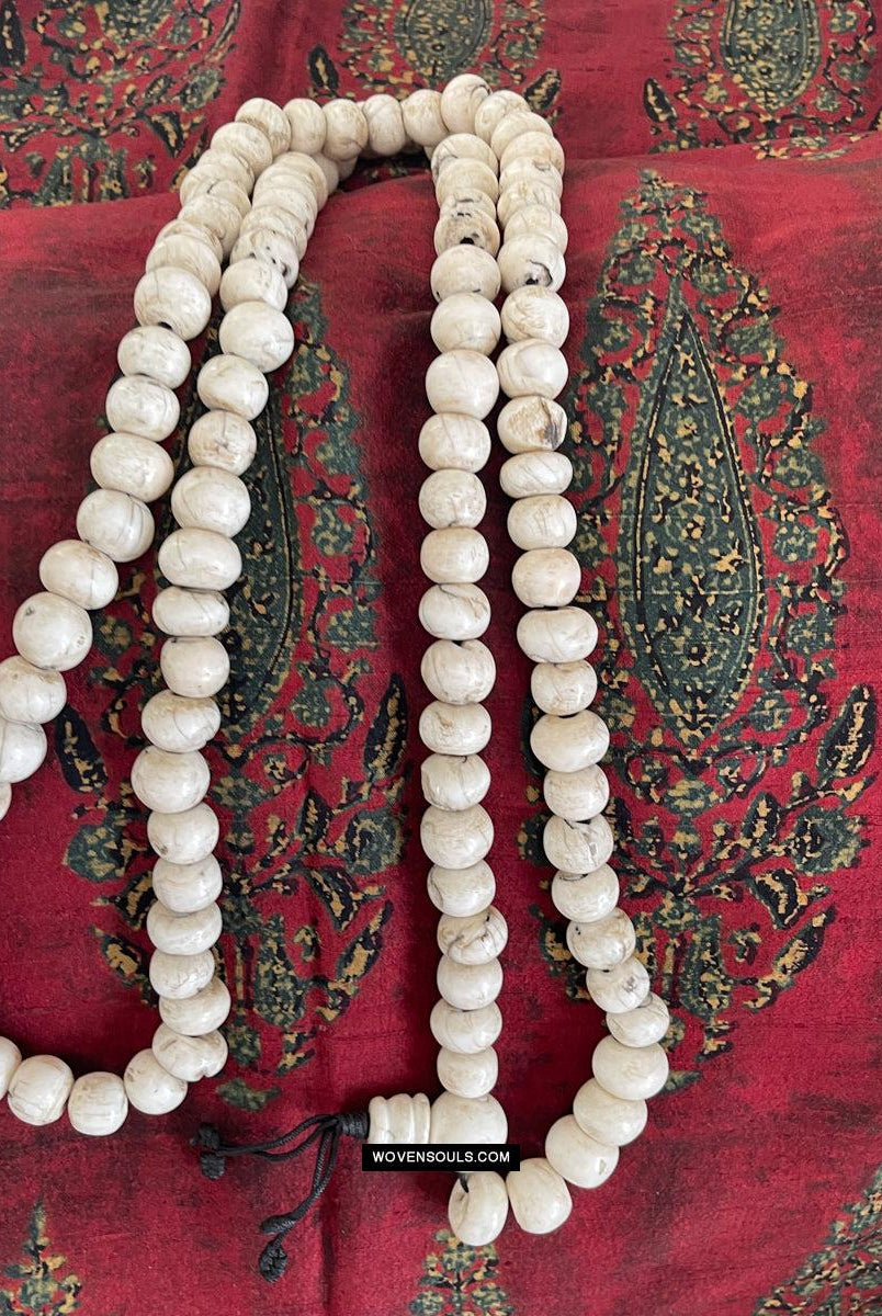 1786 Antique Tibetan Buddhist Mountain Coral Prayer Beads-WOVENSOULS Antique Textiles & Art Gallery