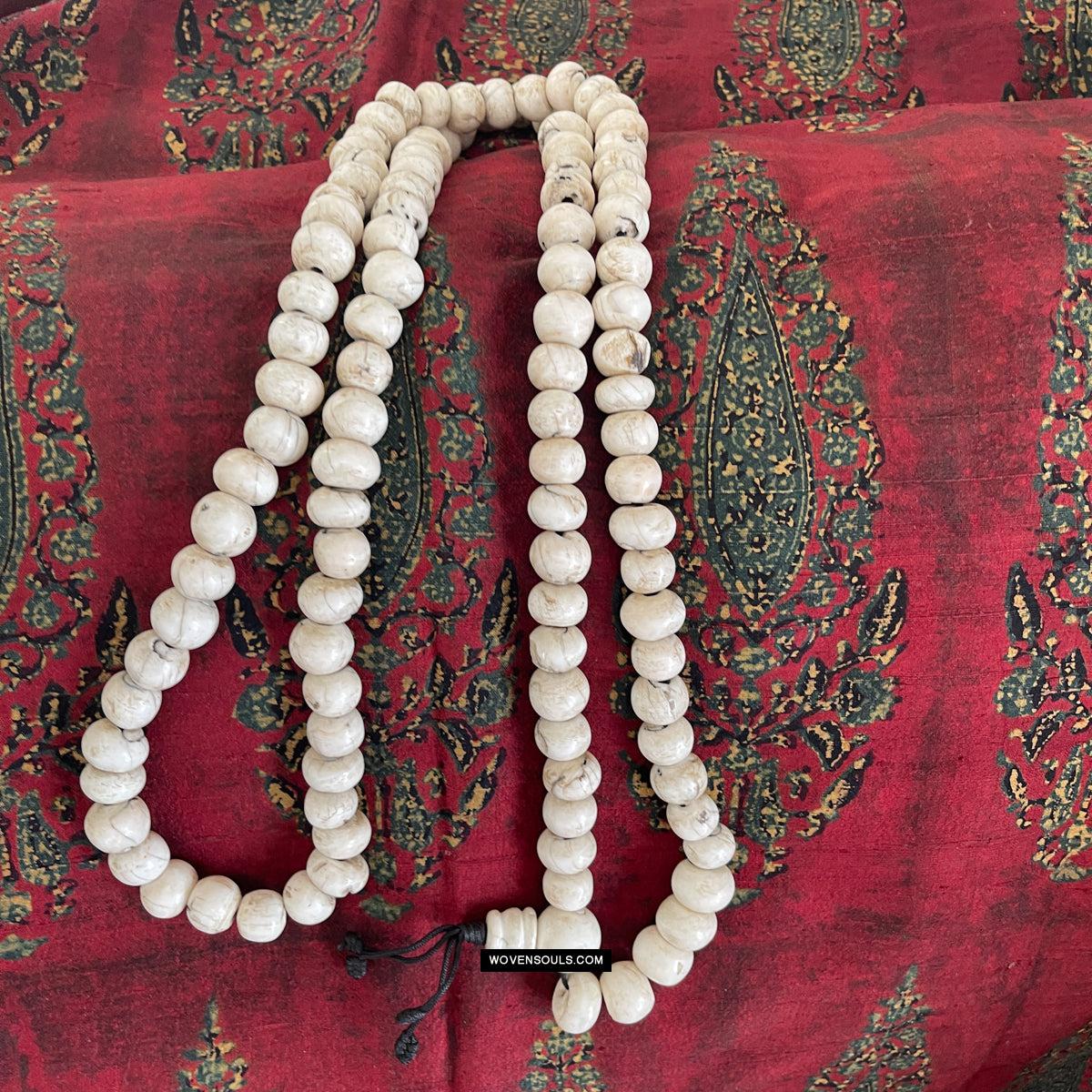 1786 Antique Tibetan Buddhist Mountain Coral Prayer Beads-WOVENSOULS Antique Textiles & Art Gallery