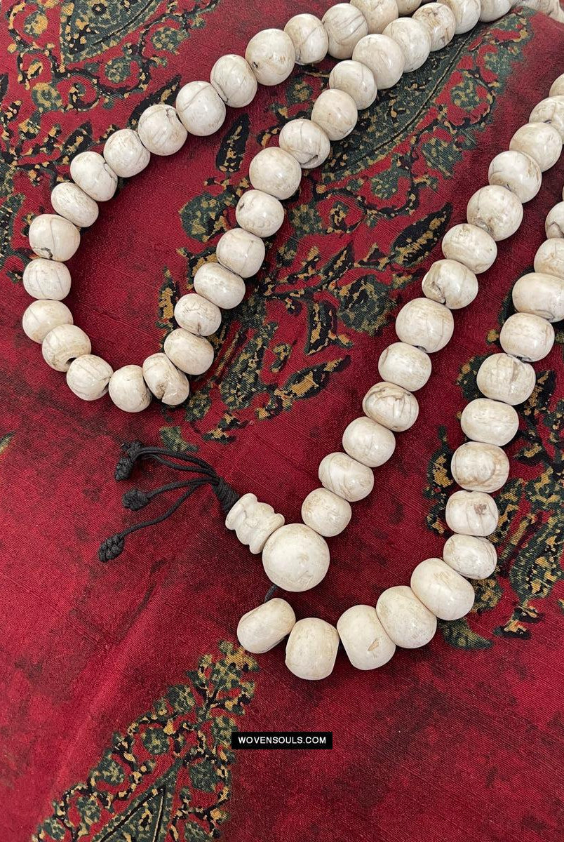 1786 Antique Tibetan Buddhist Mountain Coral Prayer Beads-WOVENSOULS Antique Textiles & Art Gallery