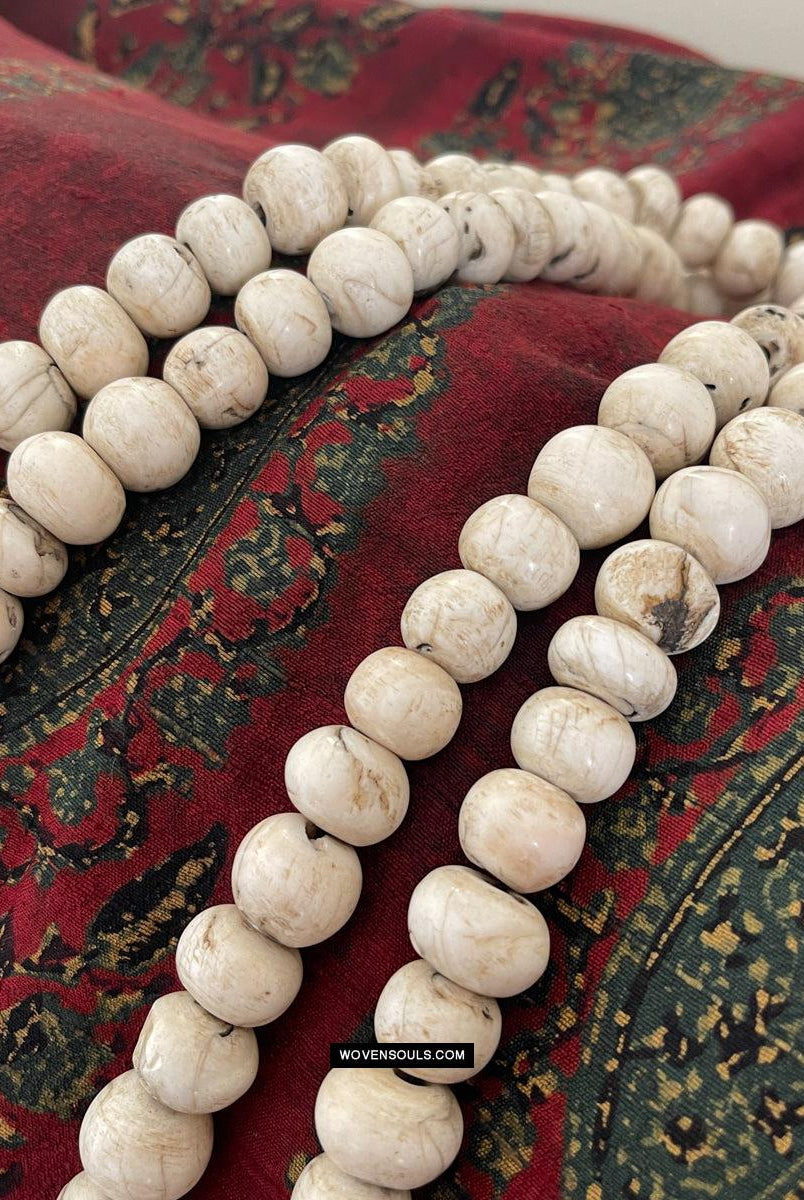1786 Antique Tibetan Buddhist Mountain Coral Prayer Beads-WOVENSOULS Antique Textiles & Art Gallery