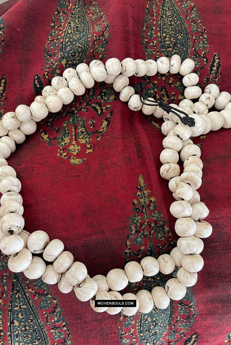 1786 Antique Tibetan Buddhist Mountain Coral Prayer Beads-WOVENSOULS Antique Textiles & Art Gallery