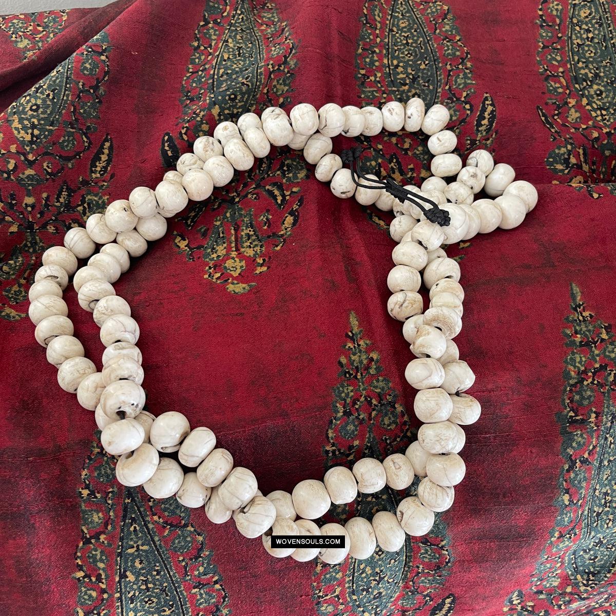 1786 Antique Tibetan Buddhist Mountain Coral Prayer Beads-WOVENSOULS Antique Textiles & Art Gallery